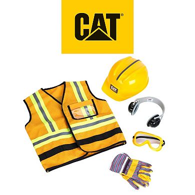Theo Klein 5-Piece CAT Caterpillar Construction Worker Vest Pretend Play Outfit & Toy Accessories Set