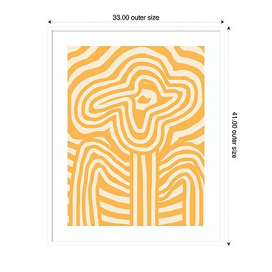 Yellow Striped Flower by Little Dean Wood Framed Wall Art Print