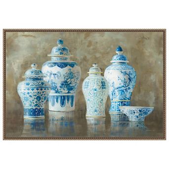 Ginger Jar Still Life Neutral by Danhui Nai Framed Canvas Wall Art Print