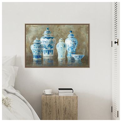 Ginger Jar Still Life Neutral by Danhui Nai Framed Canvas Wall Art Print