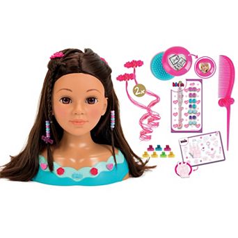 Theo Klein: Hairstyling Head Mia - Pink & Teal, 10.6" Doll Head & 13 Accessories Set