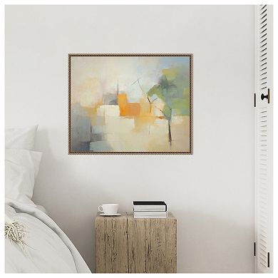 Green and Orange Abstract Forms II by Irena Orlov Framed Canvas Wall Art Print