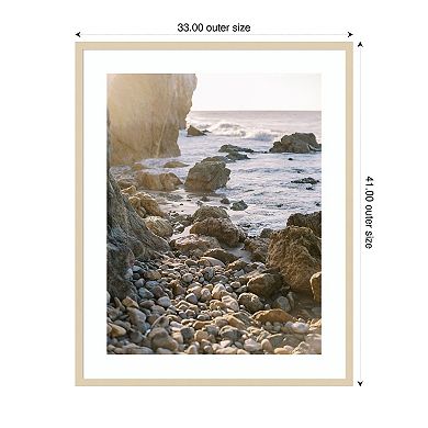 Rocky Beach Sunset by Justine Milton Wood Framed Wall Art Print