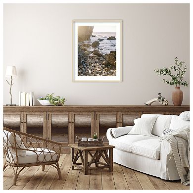 Rocky Beach Sunset by Justine Milton Wood Framed Wall Art Print
