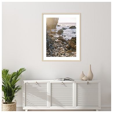 Rocky Beach Sunset by Justine Milton Wood Framed Wall Art Print