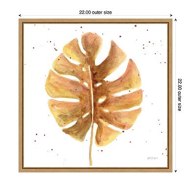 Golden Palm II by Yvette St. Amant Framed Canvas Wall Art Print