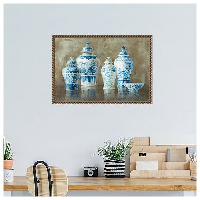 Ginger Jar Still Life Neutral by Danhui Nai Framed Canvas Wall Art Print