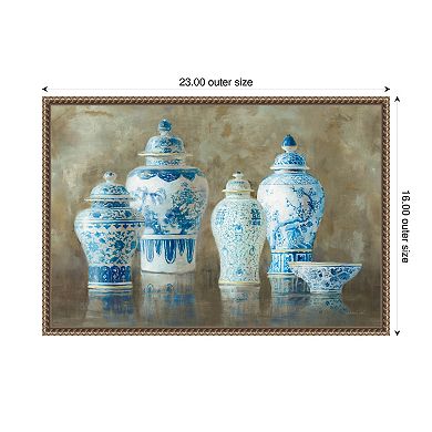 Ginger Jar Still Life Neutral by Danhui Nai Framed Canvas Wall Art Print