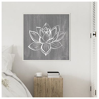Lotus on Grey by Farida Zaman Framed Canvas Wall Art Print