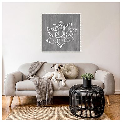 Lotus on Grey by Farida Zaman Framed Canvas Wall Art Print