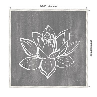 Lotus on Grey by Farida Zaman Framed Canvas Wall Art Print