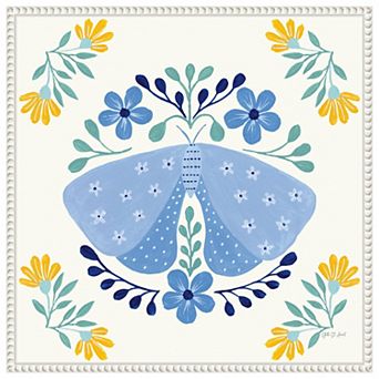 Folk Butterfly I by Yvette St. Amant Framed Canvas Wall Art Print