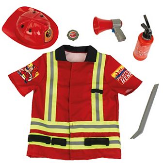 Theo Klein: PRO Children's Firefighter Costume, Dress Up Outfit & Toy Accessories 5 pc Set