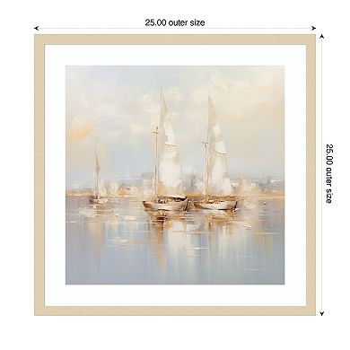Gold Boats II by Lazar studio Wood Framed Wall Art Print