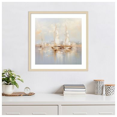 Gold Boats II by Lazar studio Wood Framed Wall Art Print