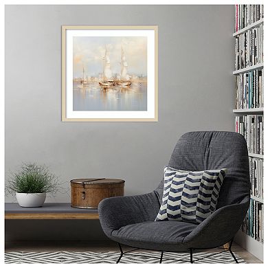 Gold Boats II by Lazar studio Wood Framed Wall Art Print