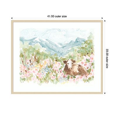 Cow Meadow V by June Erica Vess Wood Framed Wall Art Print