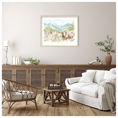 Cow Meadow V by June Erica Vess Wood Framed Wall Art Print