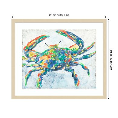 Rainbow Crab II by June Erica Vess Wood Framed Wall Art Print