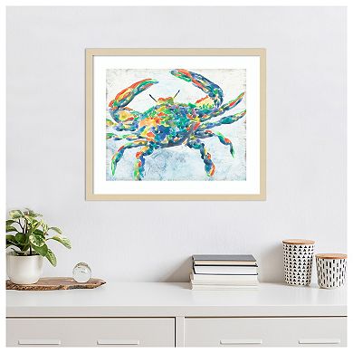 Rainbow Crab II by June Erica Vess Wood Framed Wall Art Print
