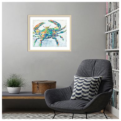 Rainbow Crab II by June Erica Vess Wood Framed Wall Art Print