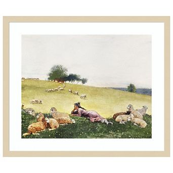 Homers Sheep Countryside II by Winslow Homer Wood Framed Wall Art Print