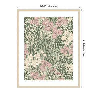 Field of Flowers Light Green by Katie Oshea Wood Framed Wall Art Print