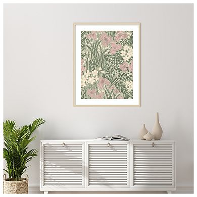 Field of Flowers Light Green by Katie Oshea Wood Framed Wall Art Print