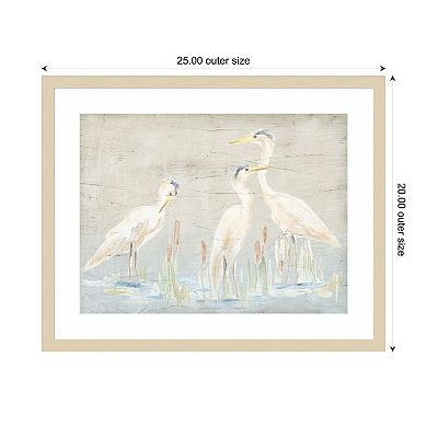 Driftwood Waterbirds II by June Erica Vess Wood Framed Wall Art Print