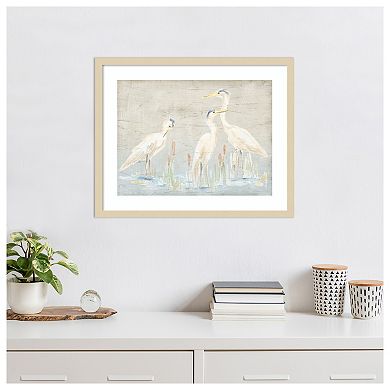 Driftwood Waterbirds II by June Erica Vess Wood Framed Wall Art Print
