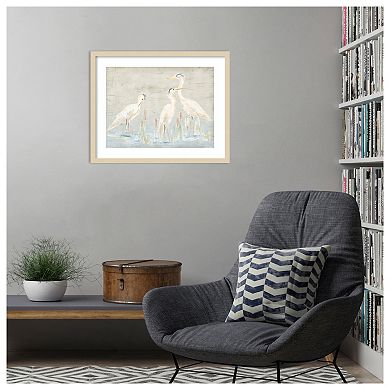 Driftwood Waterbirds II by June Erica Vess Wood Framed Wall Art Print