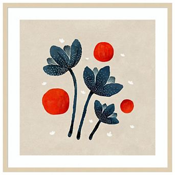 Blue Flowers II by Katie Oshea Wood Framed Wall Art Print