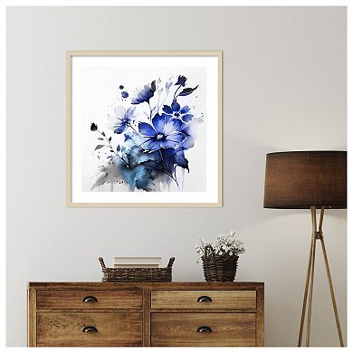 Blue Spring Floral III by Andrea Haase Wood Framed Wall Art Print