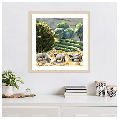 Sheep in Summer I by Melissa W Wood Framed Wall Art Print