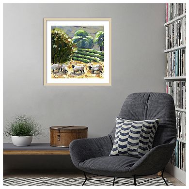 Sheep in Summer I by Melissa W Wood Framed Wall Art Print