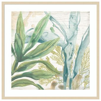 Quiet Coastal Collage II by June Erica Vess Wood Framed Wall Art Print