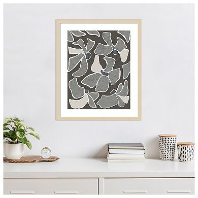 Grey Flower Blooms II by Regina Morre Wood Framed Wall Art Print