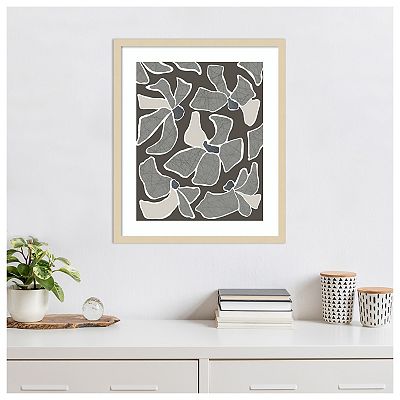 Grey Flower Blooms II by Regina Morre Wood Framed Wall Art Print