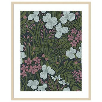 Field of Flowers Green by Katie Oshea Wood Framed Wall Art Print