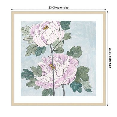 Striped Peonies IV by Melissa W Wood Framed Wall Art Print