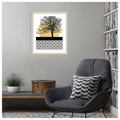 Yellow Moon Rising I by Regina Morre Wood Framed Wall Art Print