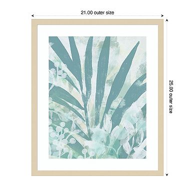 Aqua Palms II by June Erica Vess Wood Framed Wall Art Print