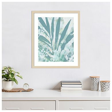 Aqua Palms II by June Erica Vess Wood Framed Wall Art Print