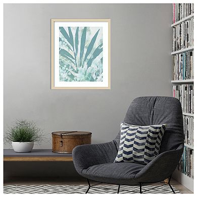 Aqua Palms II by June Erica Vess Wood Framed Wall Art Print