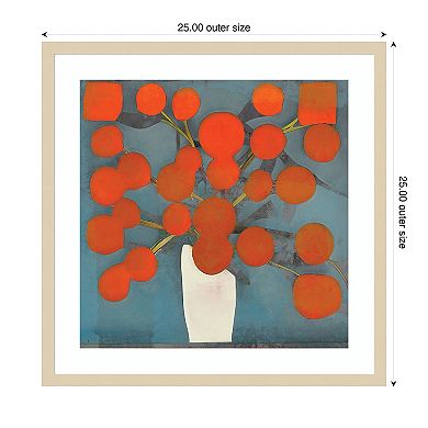 Abstract Orange Flowers by Elena Ray Wood Framed Wall Art Print