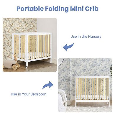 Delta Children Mia Portable Folding Mini Crib & 1.5-Inch Mattress Set