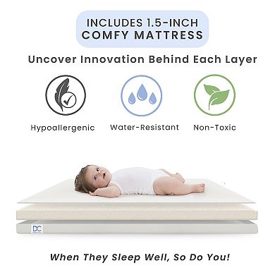 Delta Children Mia Portable Folding Mini Crib & 1.5-Inch Mattress Set