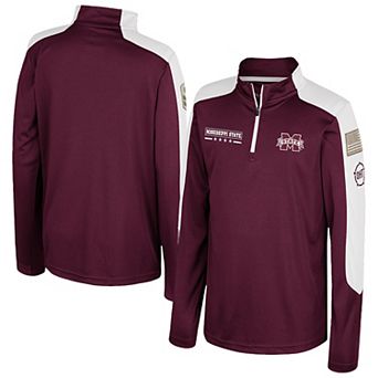 Youth Colosseum Maroon Mississippi State Bulldogs OHT Military Appreciation Cyclone Quarter-Zip Windshirt