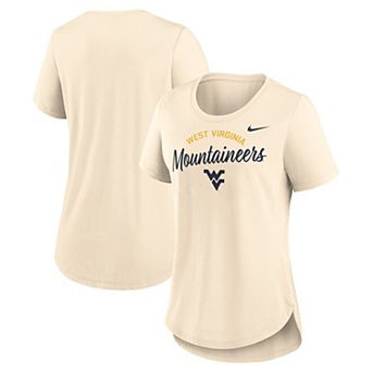 Women's Nike Cream West Virginia Mountaineers Script Logo Tri-Blend T-Shirt