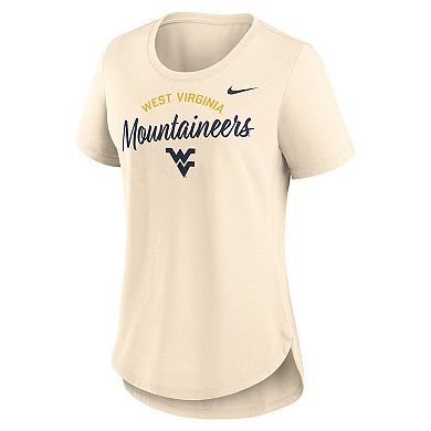 Women's Nike Cream West Virginia Mountaineers Script Logo Tri-Blend T-Shirt